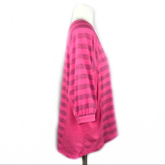 Graine Junior’s XL Hi-Low Top Pink Gray Stripes - Picture 2 of 8